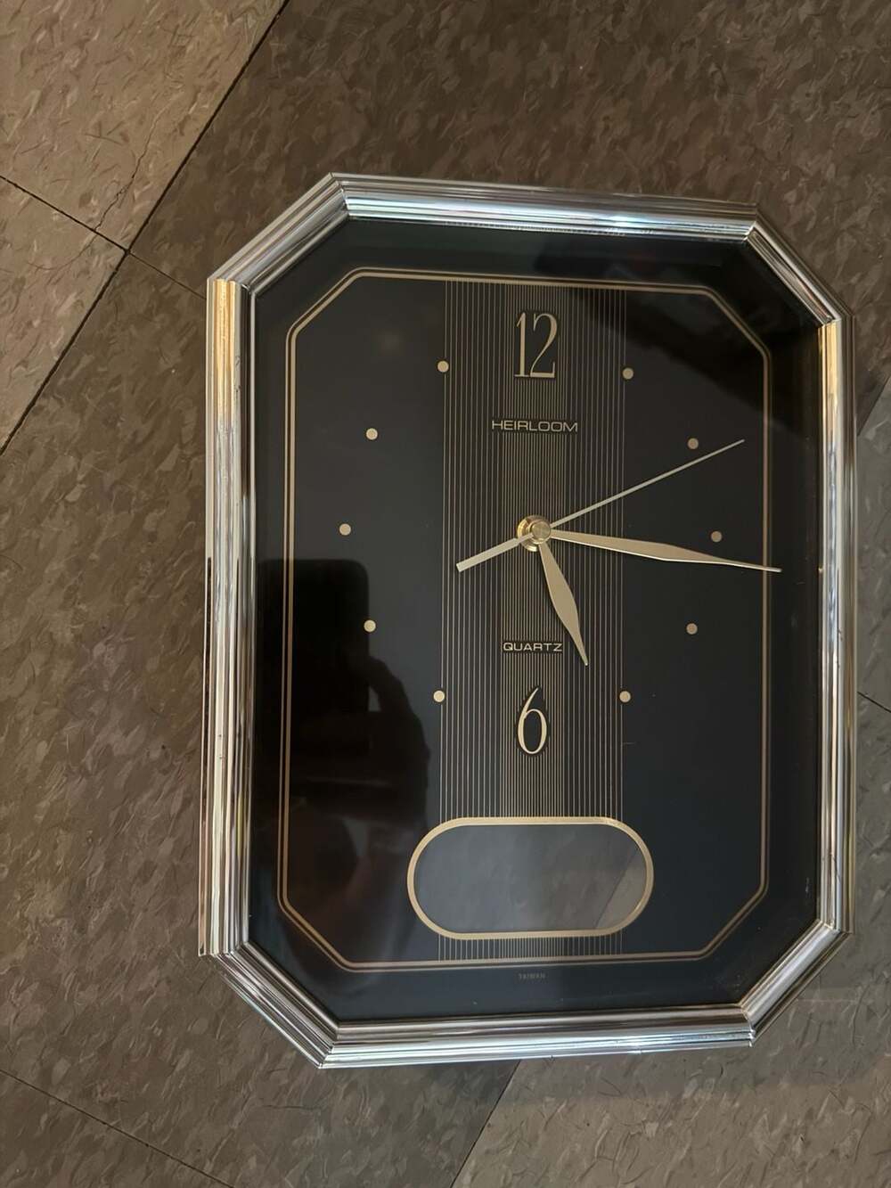 Vintage Heirloom Quartz Octagonal Wall Clock with Black and Gold Face